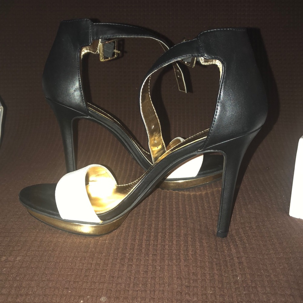 Black and white high heels